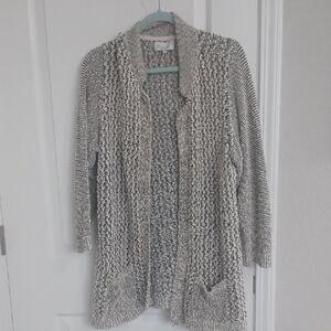 Skies Are Blue Black and White Knit Cardigan